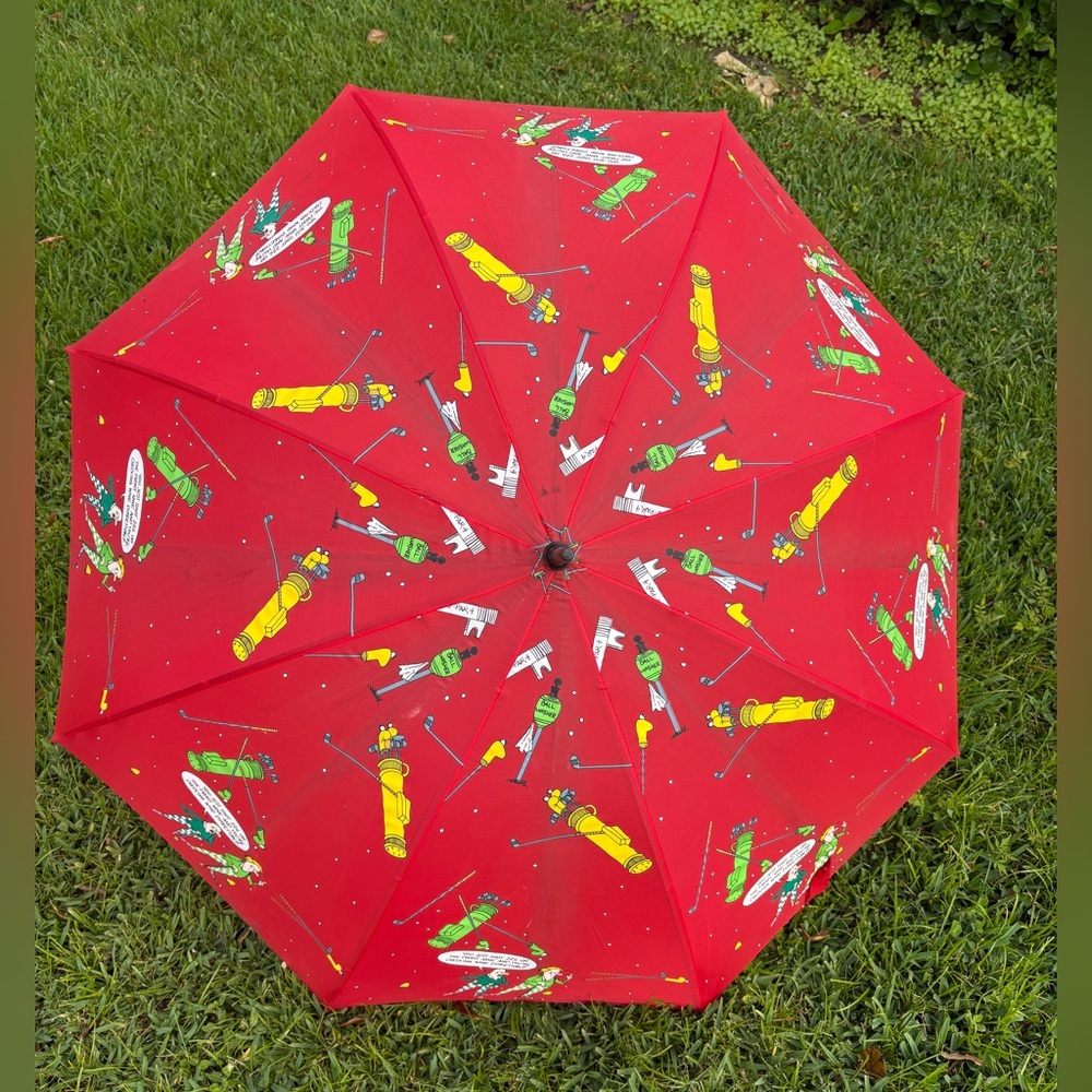 Red Cartoon Print Golf Umbrella
